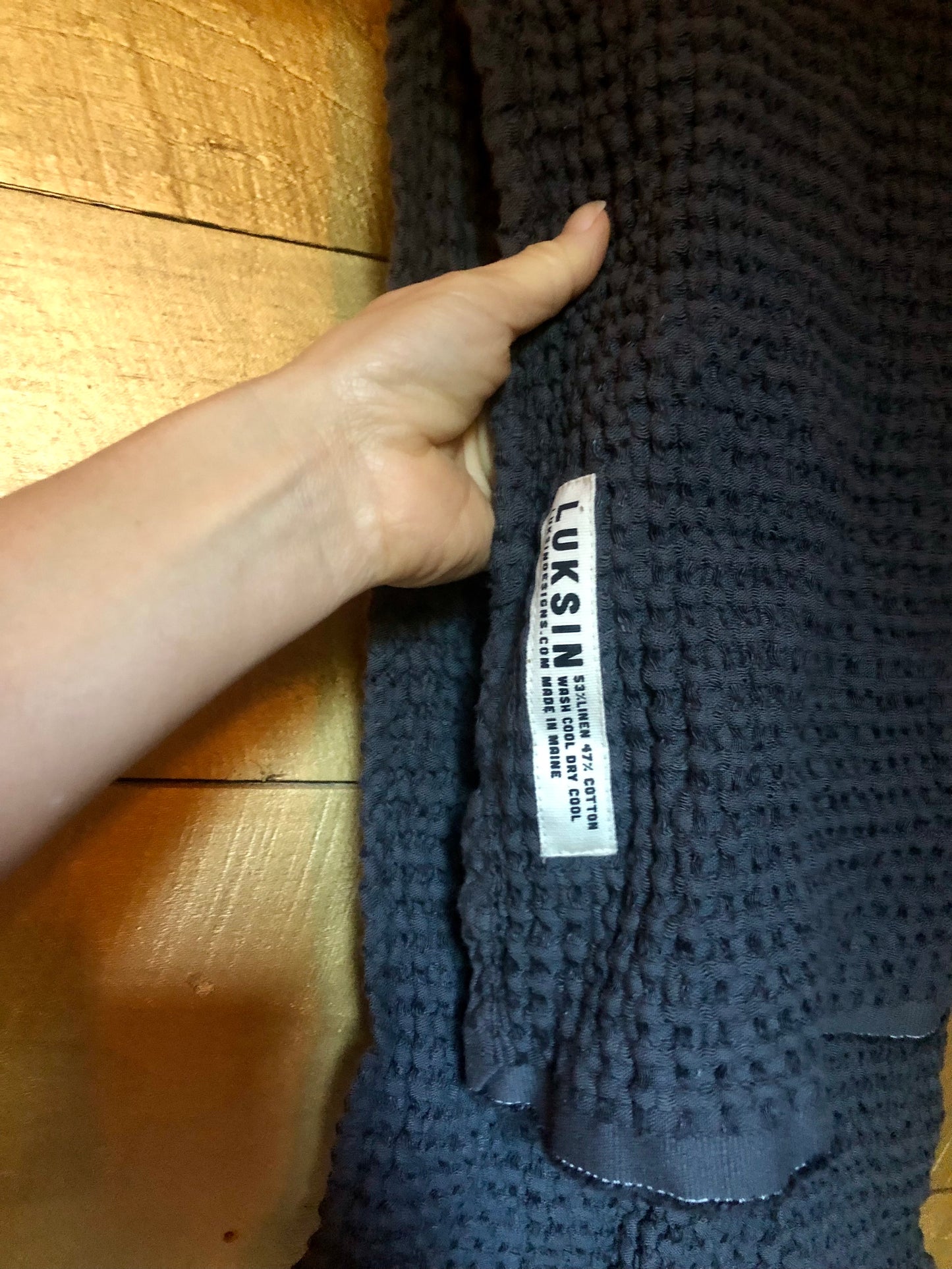 linen/cotton waffle oversized spa towel in slate