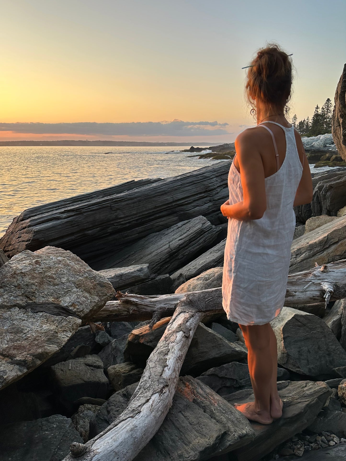 linen racer back slip dress salt