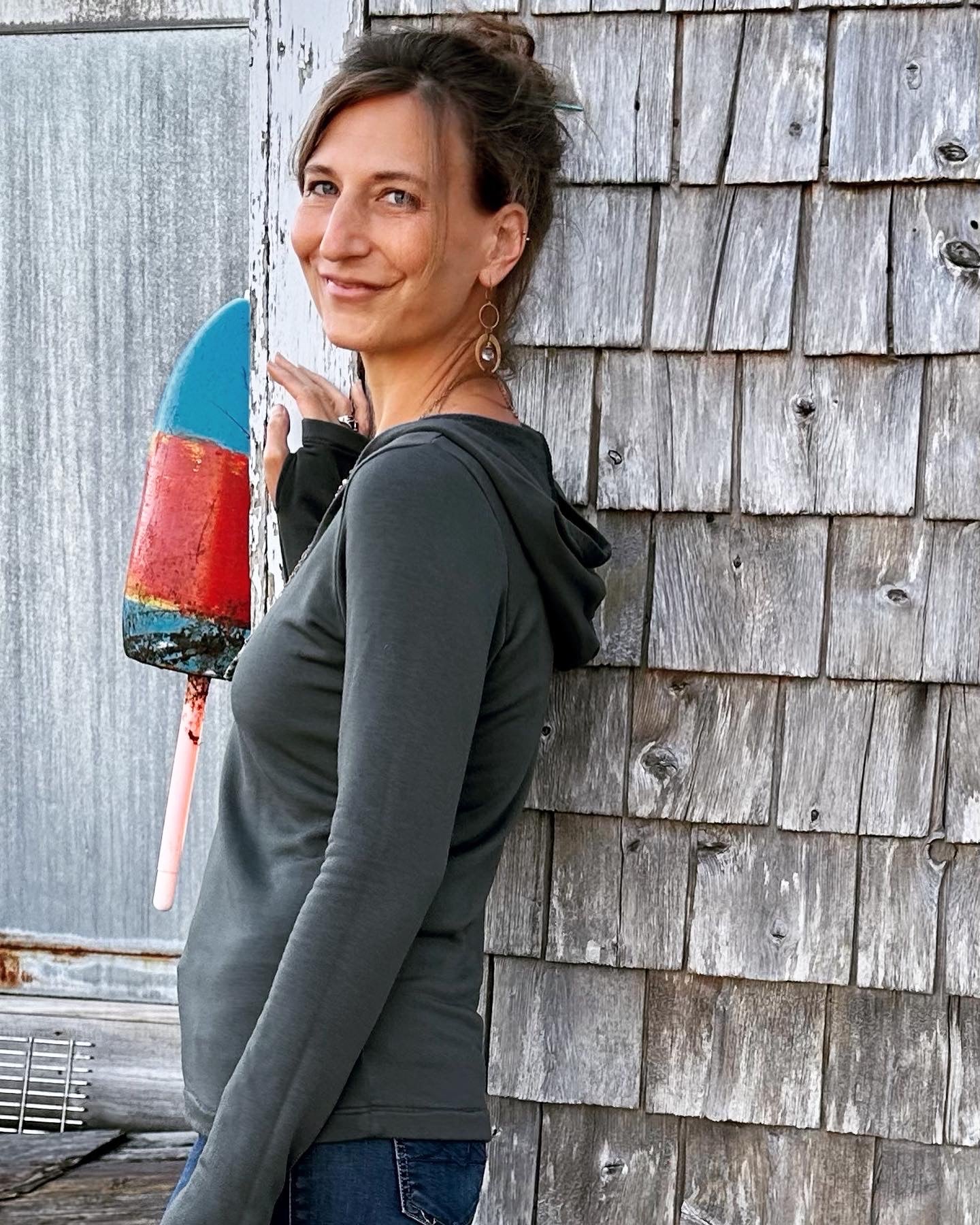 tencel hooded sweatshirt with thumb holes sea spruce