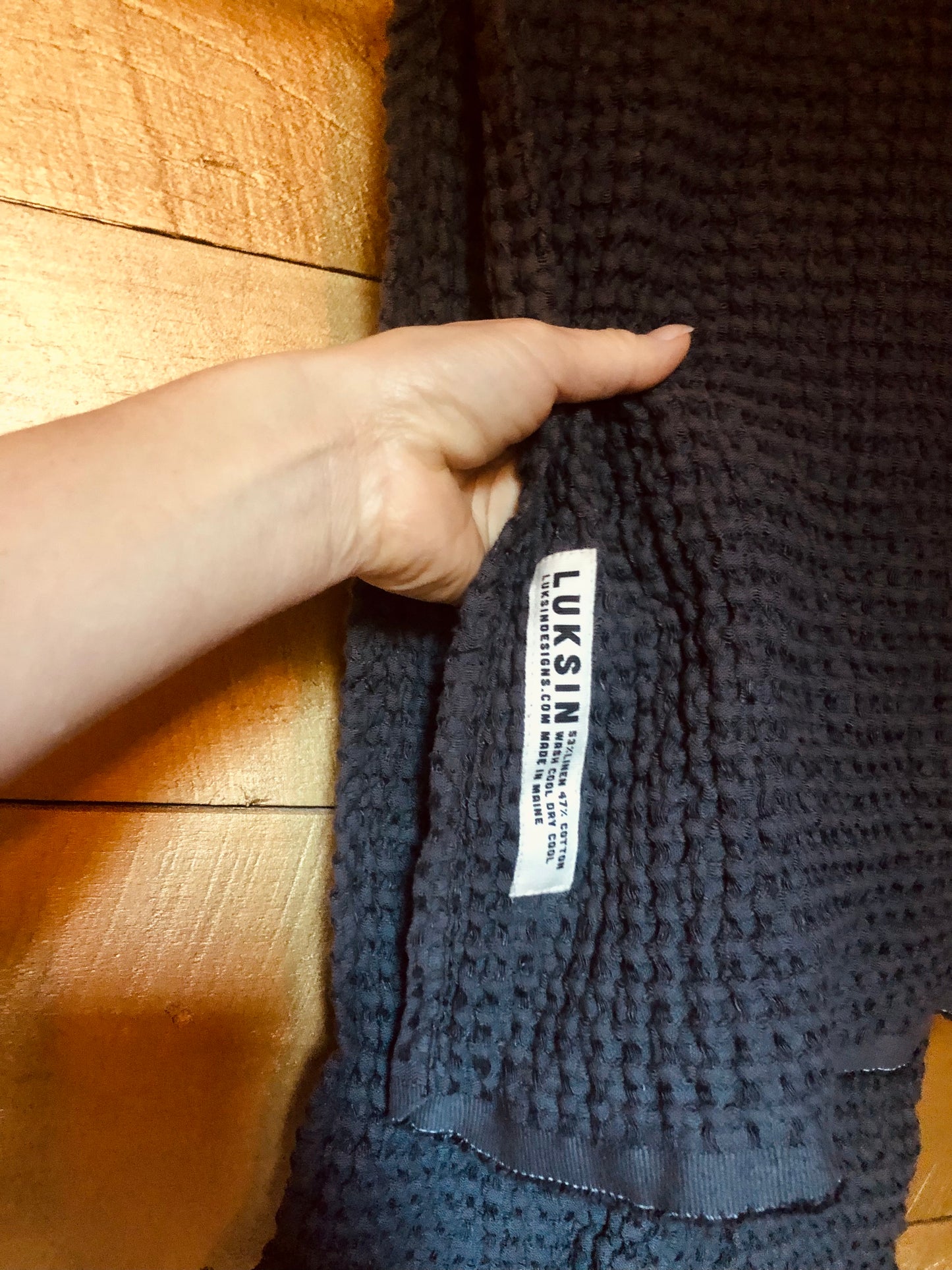 chunky linen/cotton hand towel in slate