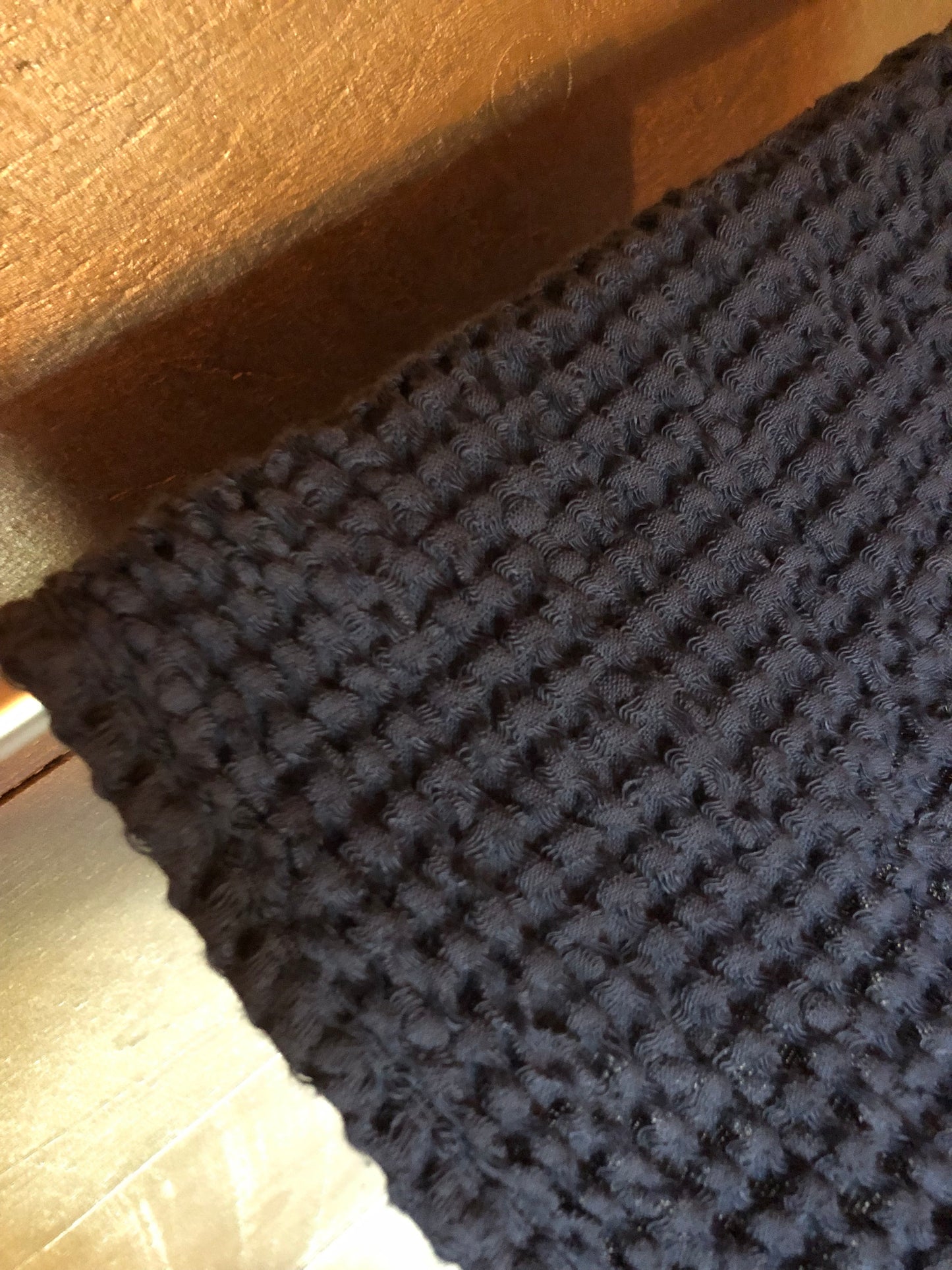 linen/cotton waffle oversized spa towel in slate