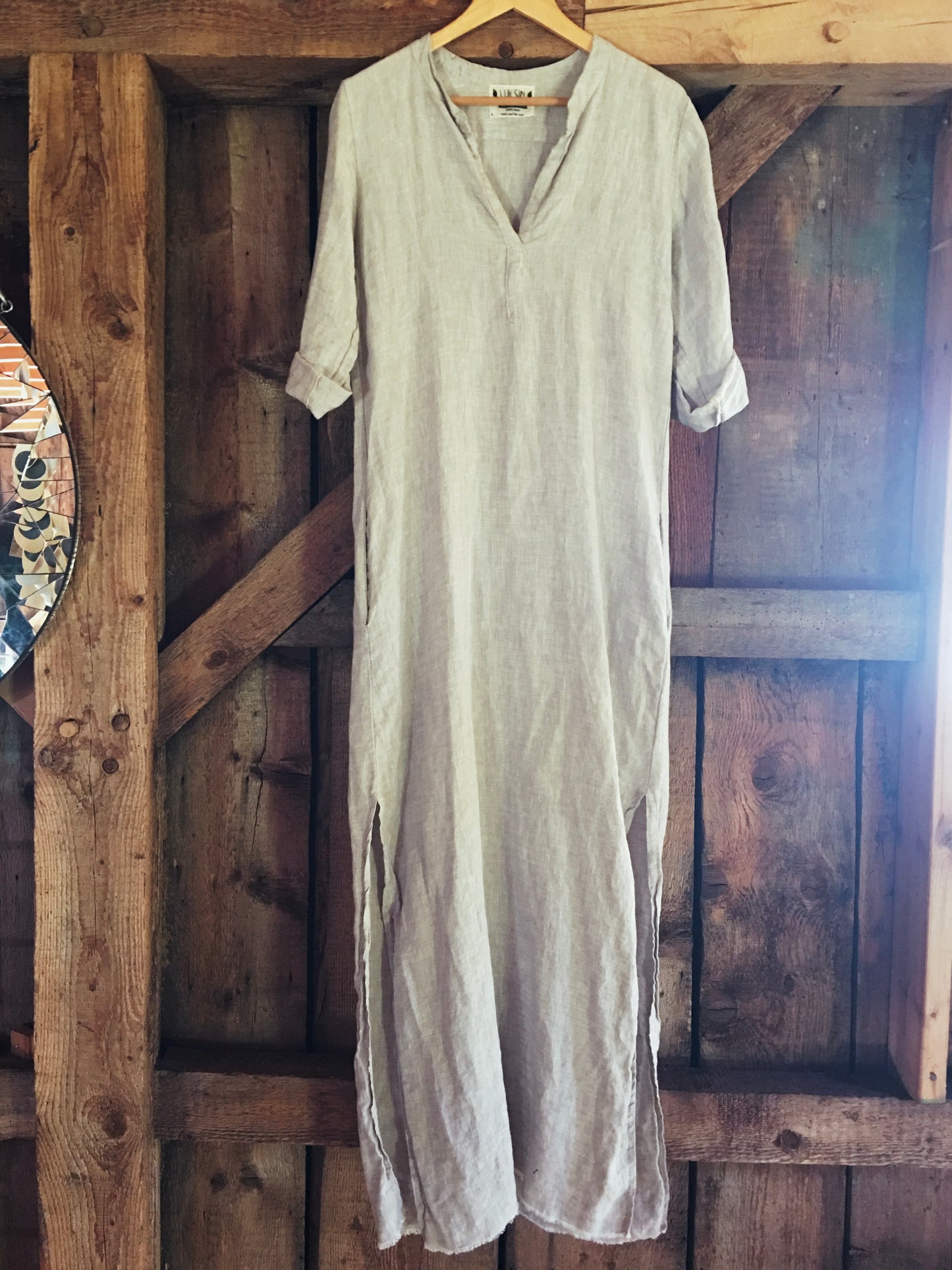 linen market dress in sand