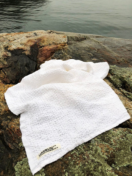 linen/cotton waffle oversized spa towel in salt