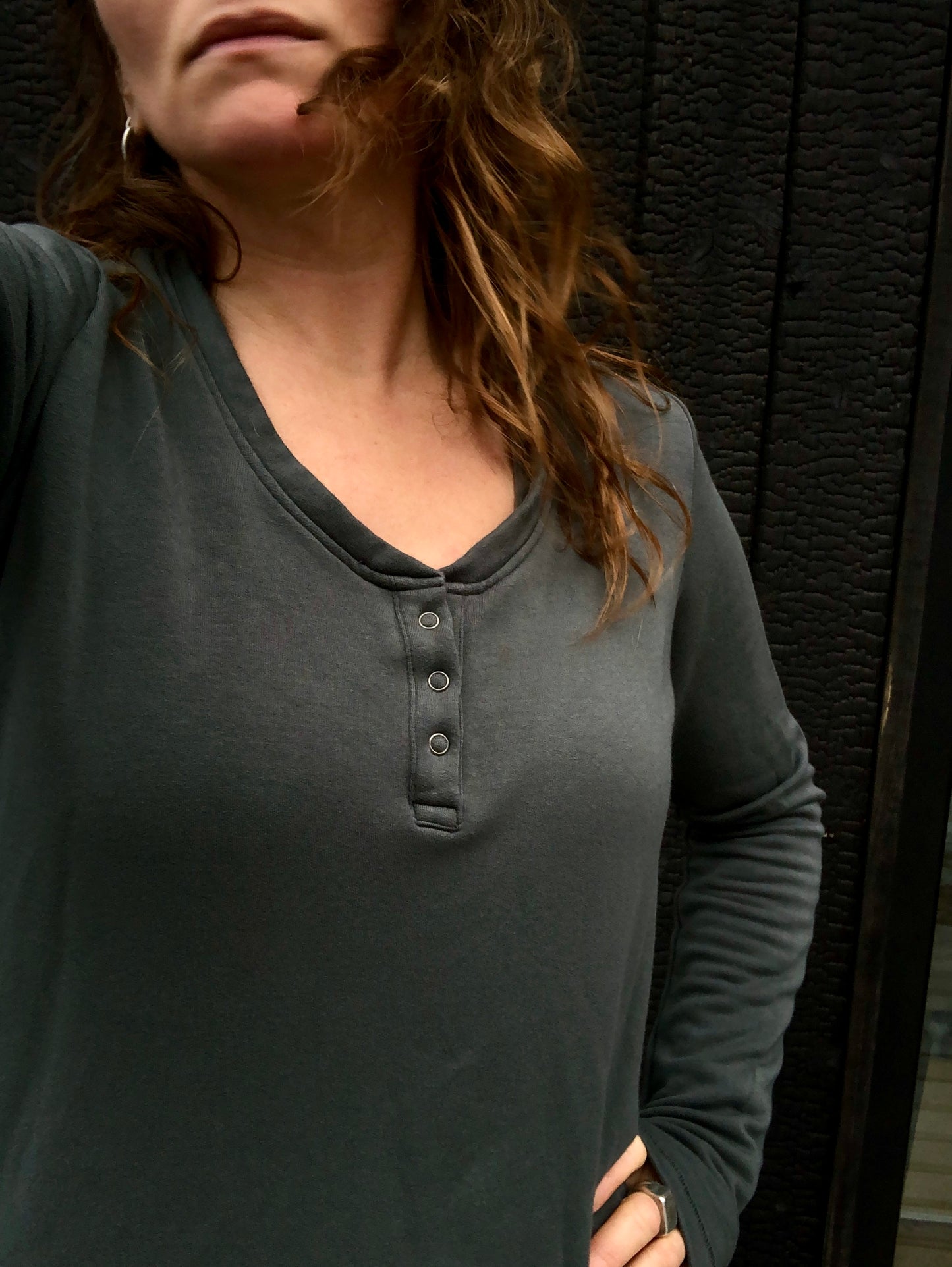 tencel fleece henley in sea spruce