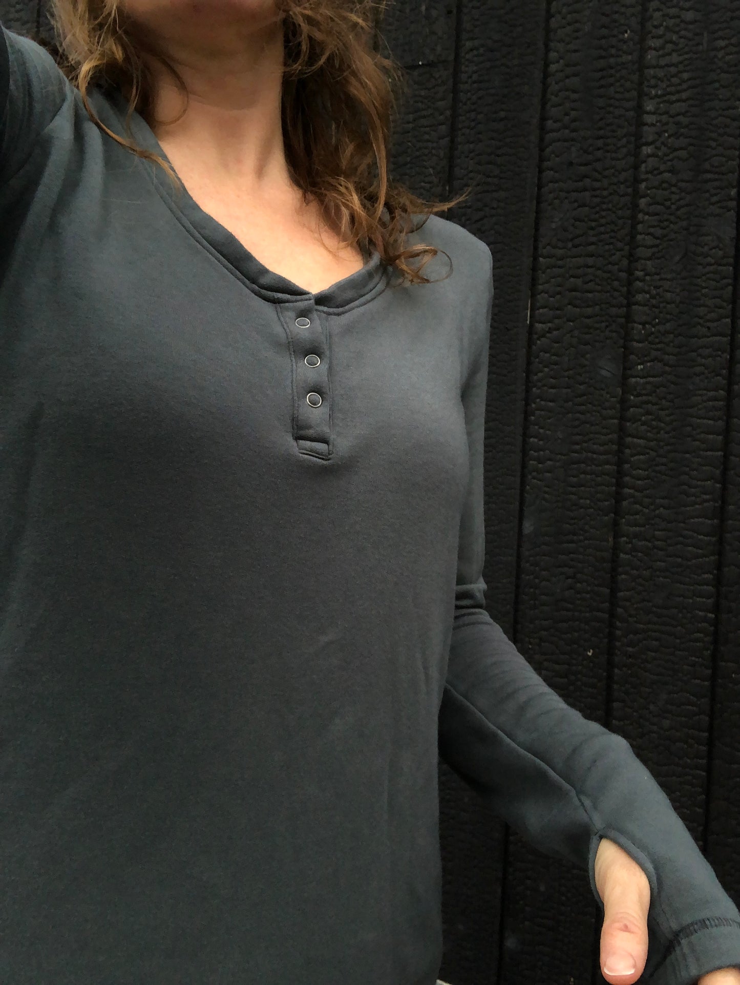 tencel fleece henley in sea spruce