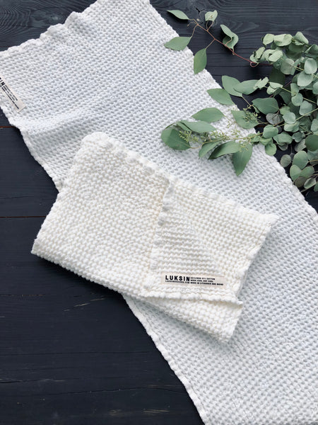 chunky linen/cotton hand towel in cream